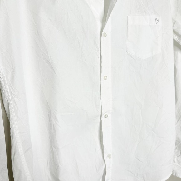 Frank & Eileen Barry White Crinkle Button Down Shirt Medium - Picture 3 of 7